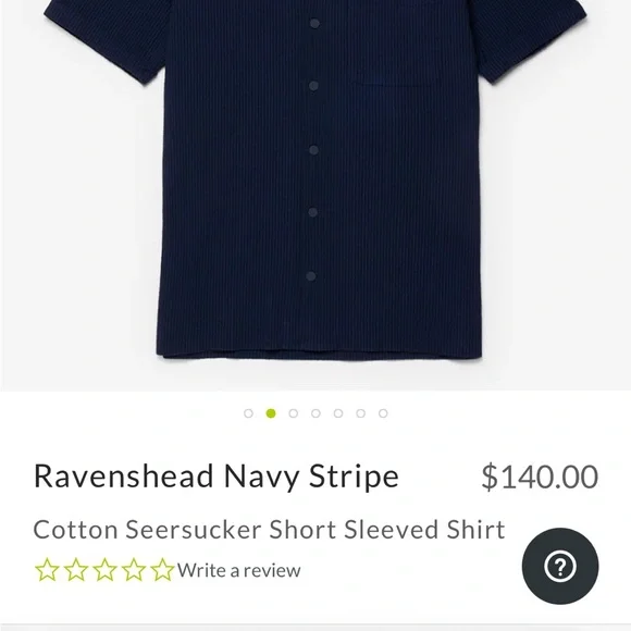 Oliver Sweeney, Ravenshead Navy Stripe. Cotton Seersucker Short Sleeved Shirt M - Picture 3 of 3
